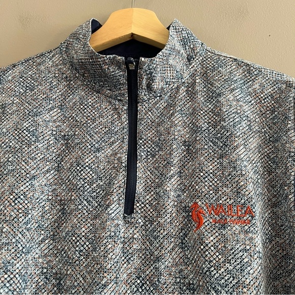 Bugatchi OoohCotton Tech 8 Way Stretch Geometric 1/4 Zip Pullover Navy XL Logo - Picture 2 of 14